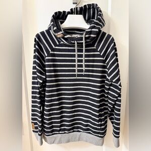 TWIK EXCLUSIVE FROM SIMON’S COTTON BLEND BLACK & GREY STRIPED HOODIE
